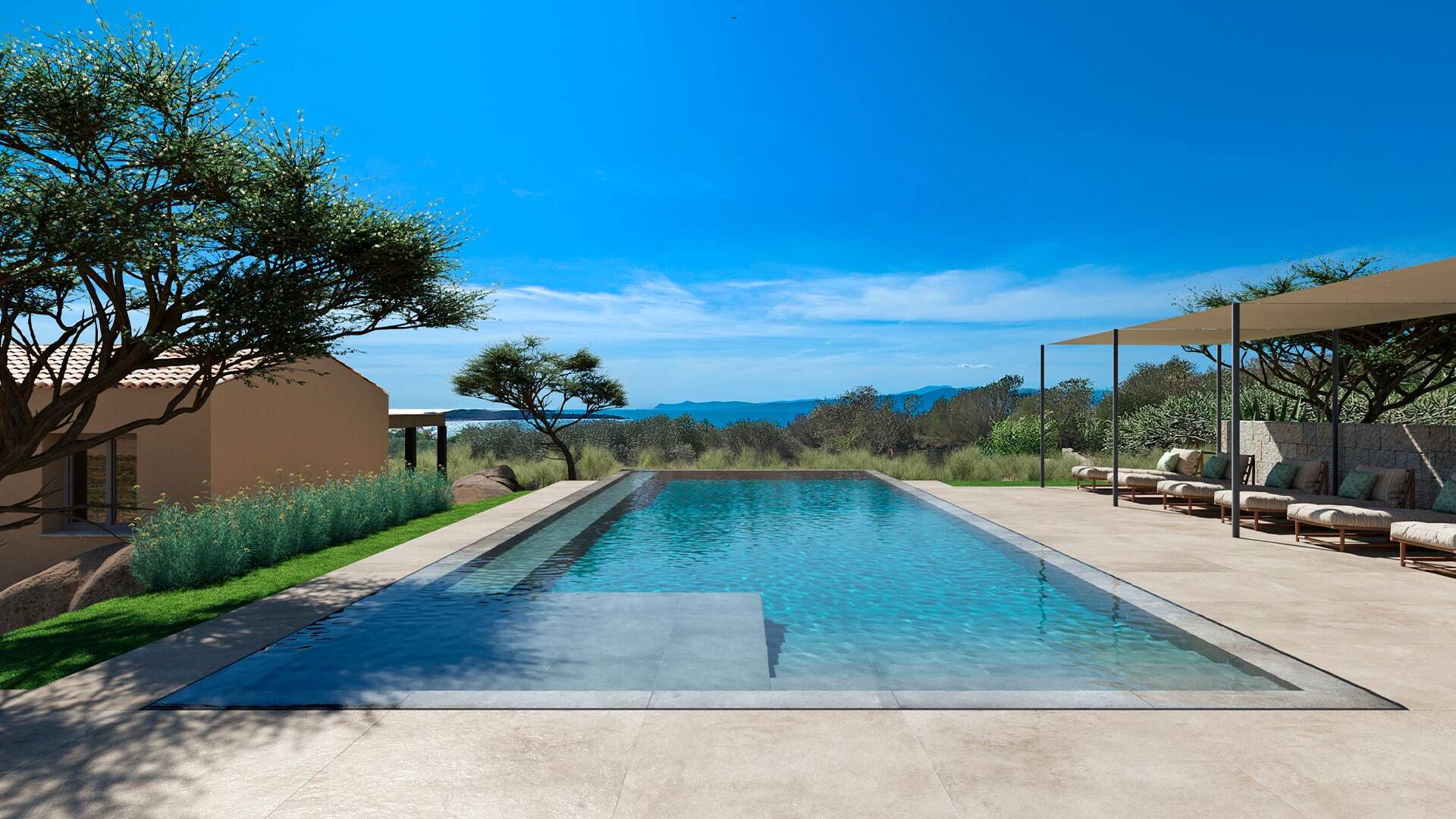 infinity swimming pool with stunning  view over the sea