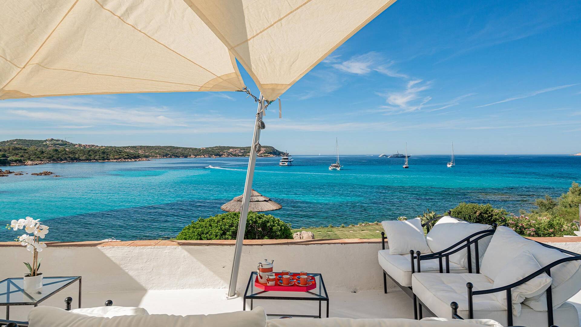 outdoor lounge area and seaview