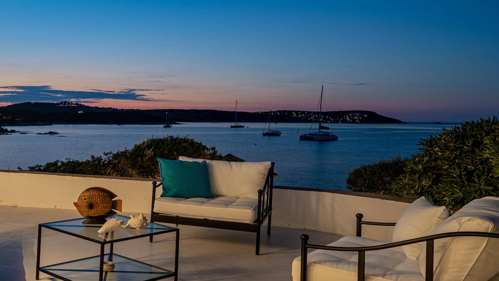sunset view from the terrace and lounge area