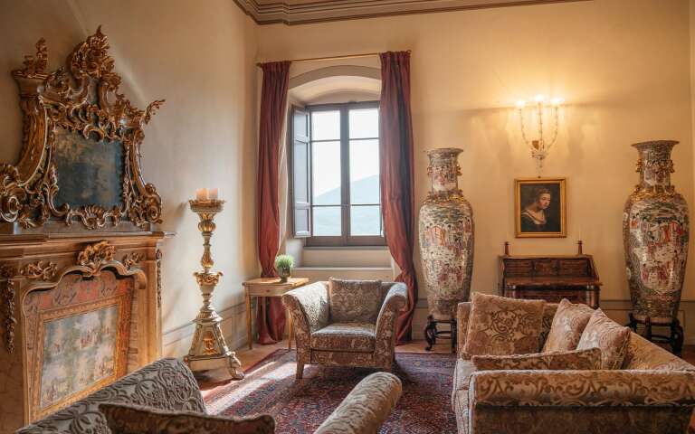 red living room 