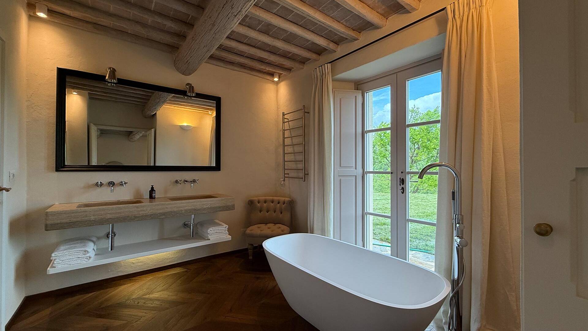 lower ground floor bathroom with freestanding bath tub