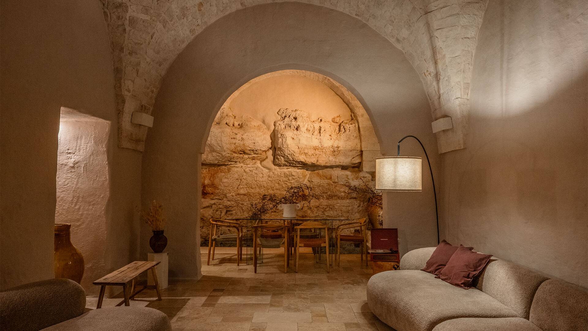 living area and dining room