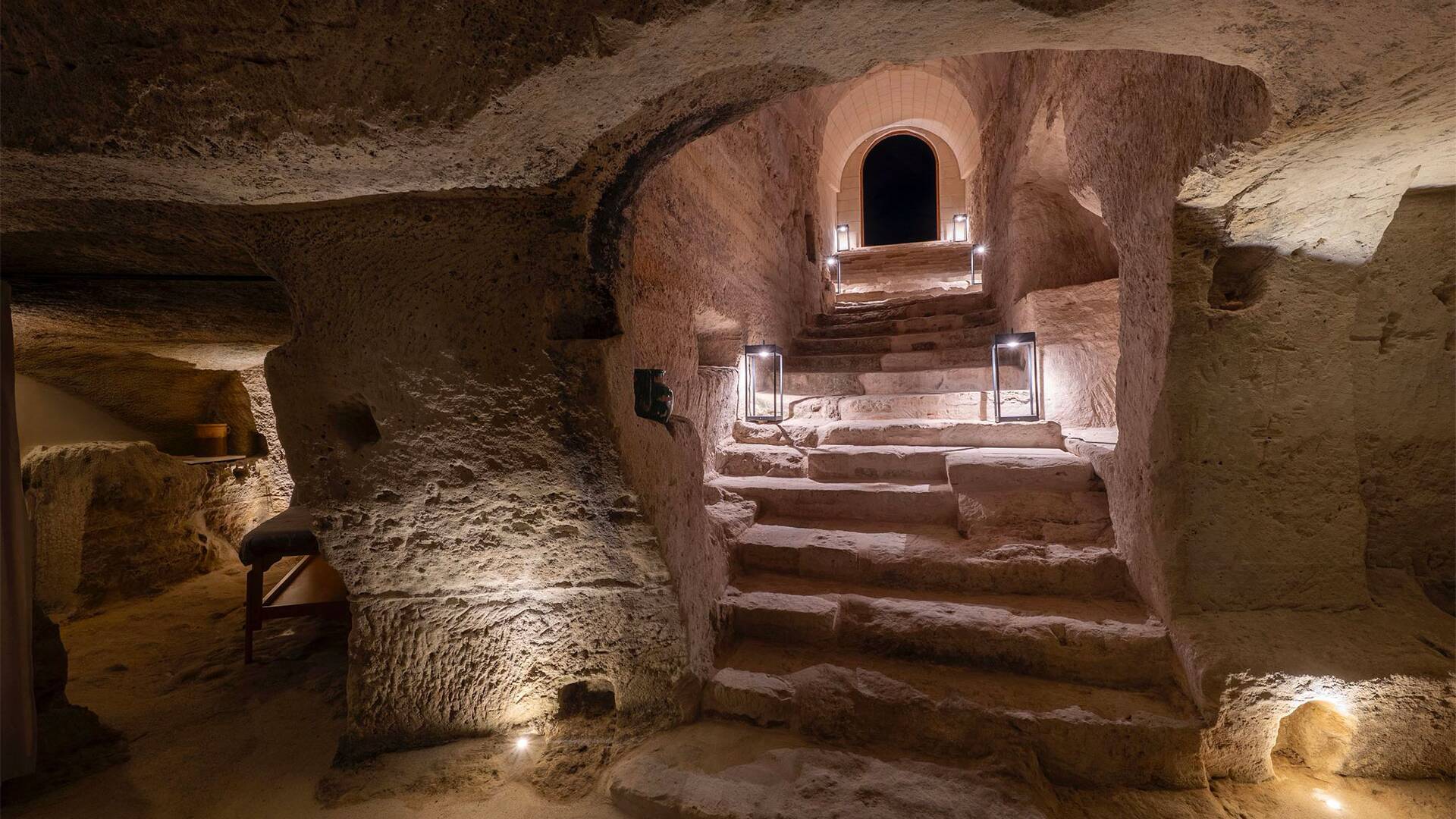 spa area built into the rock