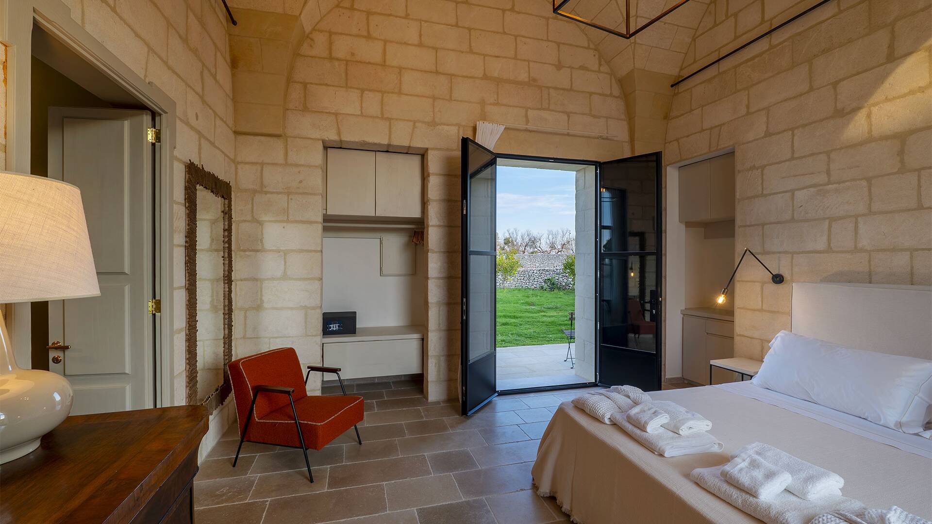 en suite double bedroom with direct access to the garden