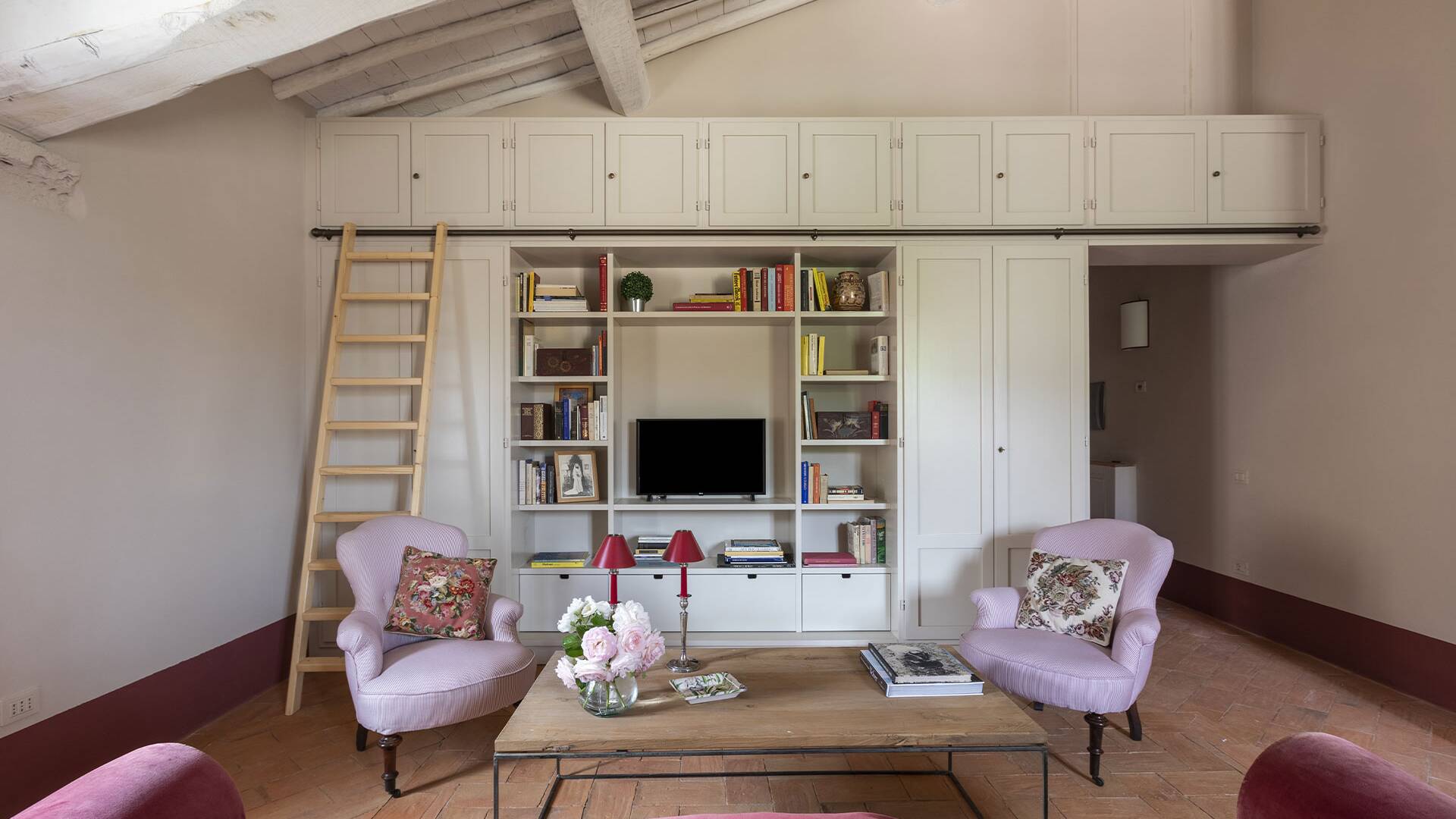 villa 1 first floor living with tv and comfortable sofa 