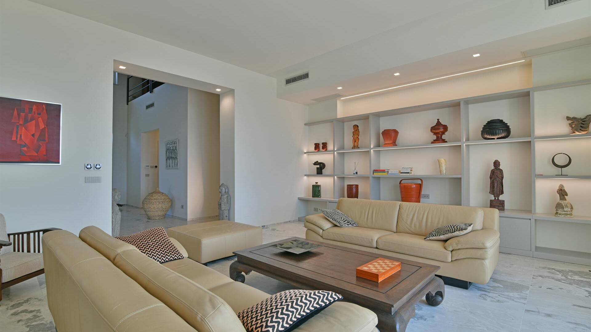 large living room with comfortable sofas