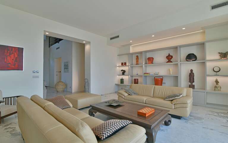 large living room with comfortable sofas