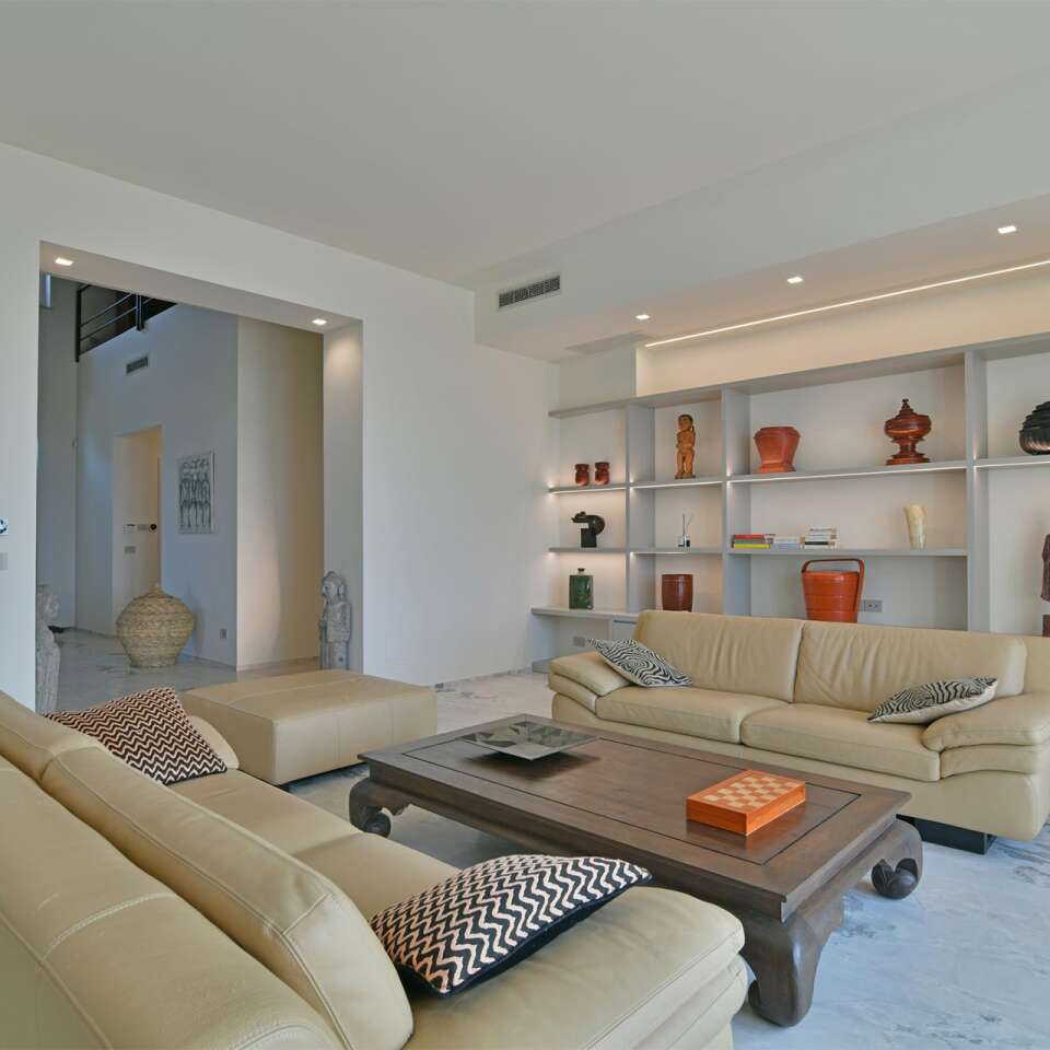 large living room with comfortable sofas