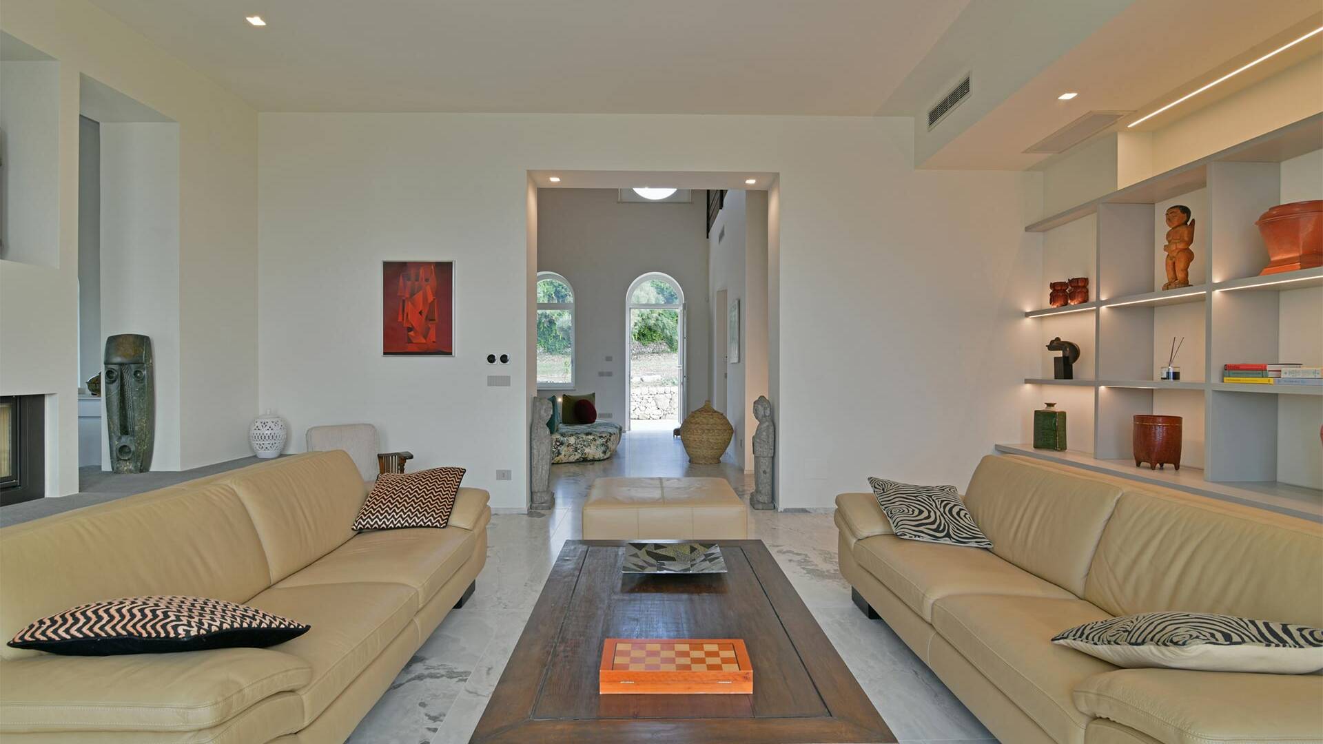 large living room with comfortable sofas