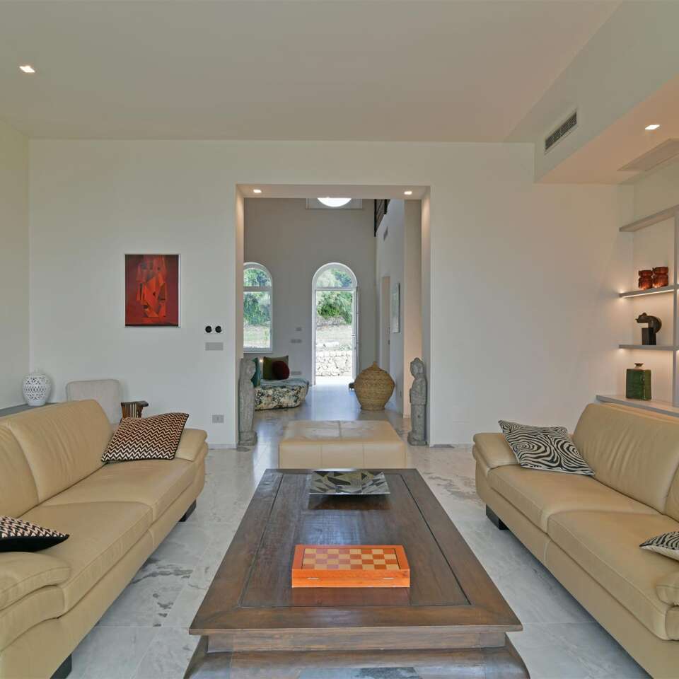 large living room with comfortable sofas