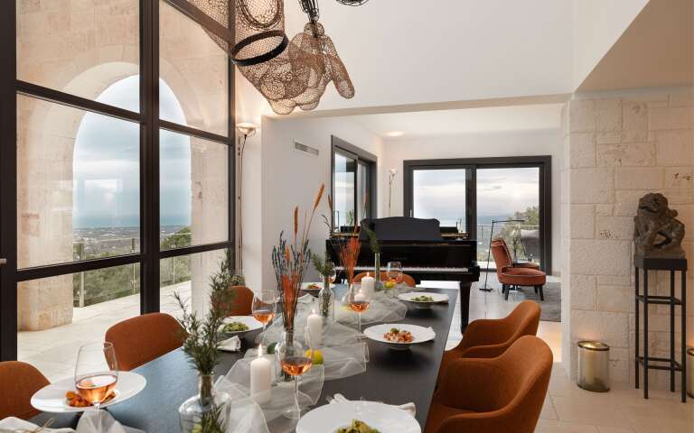 large dining table with beautiful view