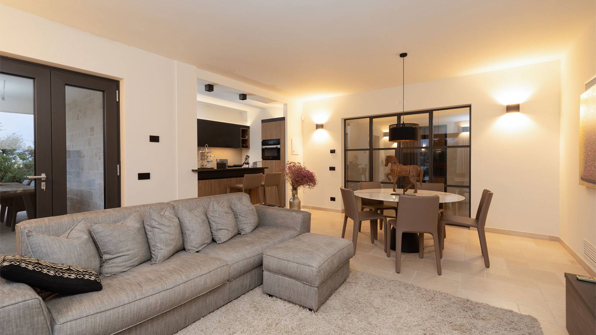 living room and kitchen counter