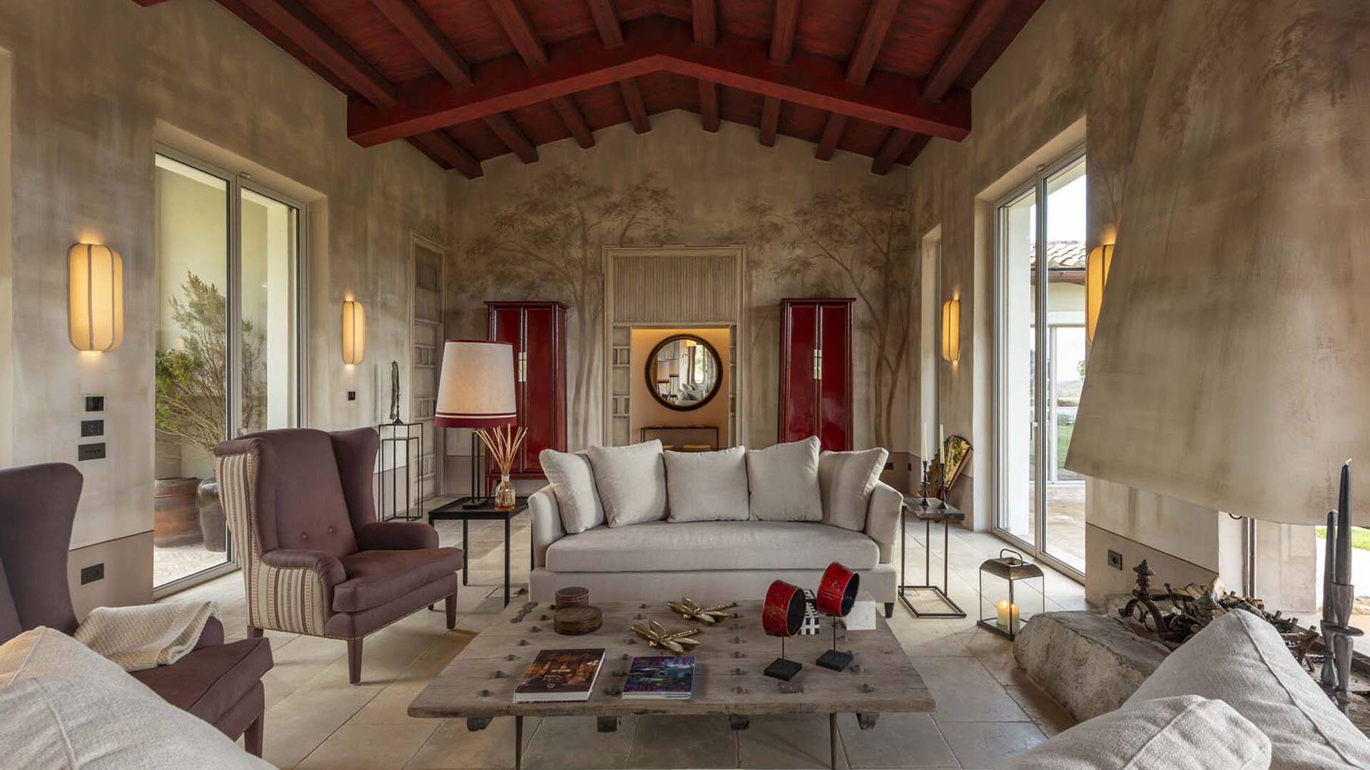 large and bright living room with comfortable sofa