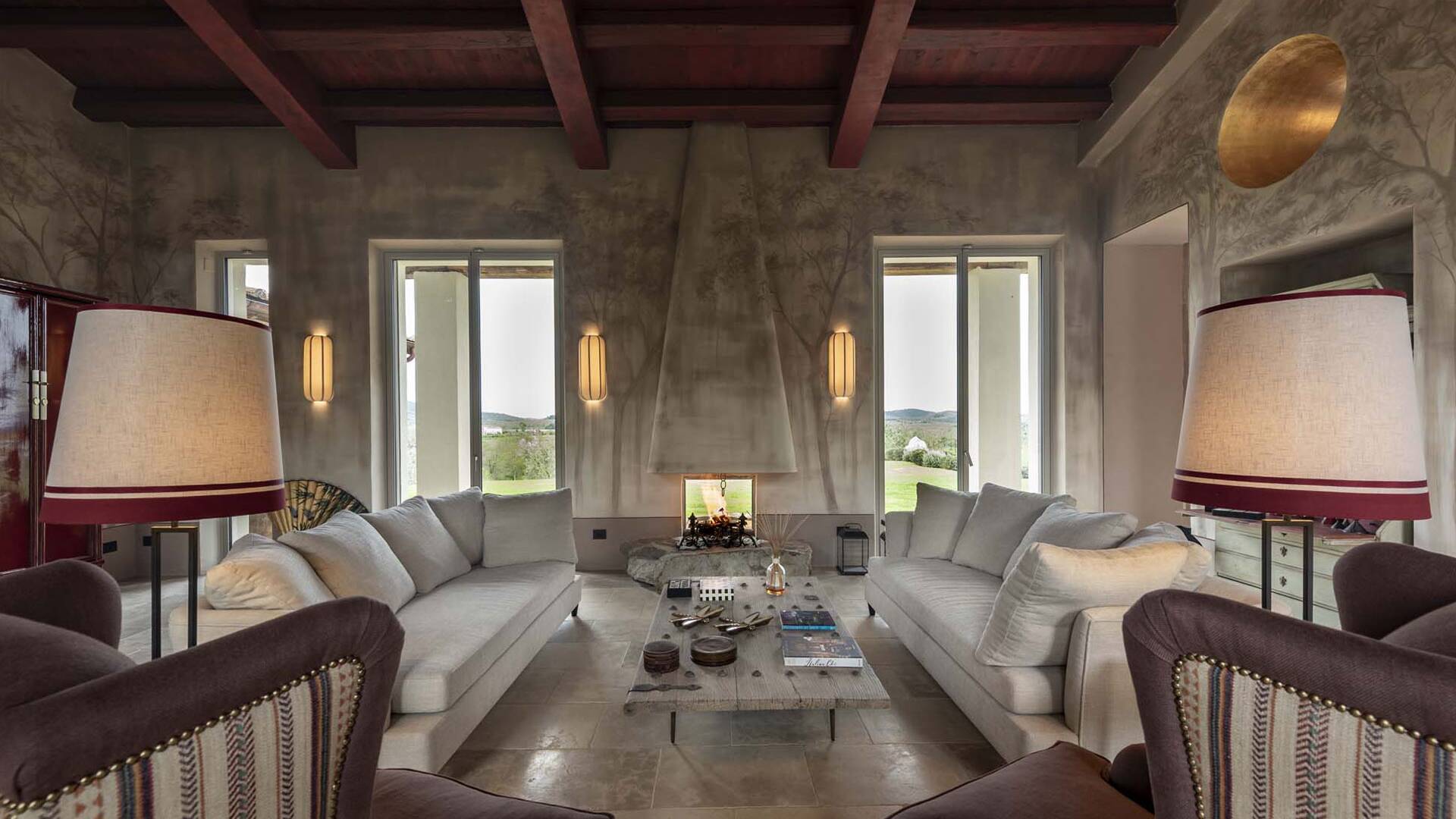 large and bright living room with comfortable sofa