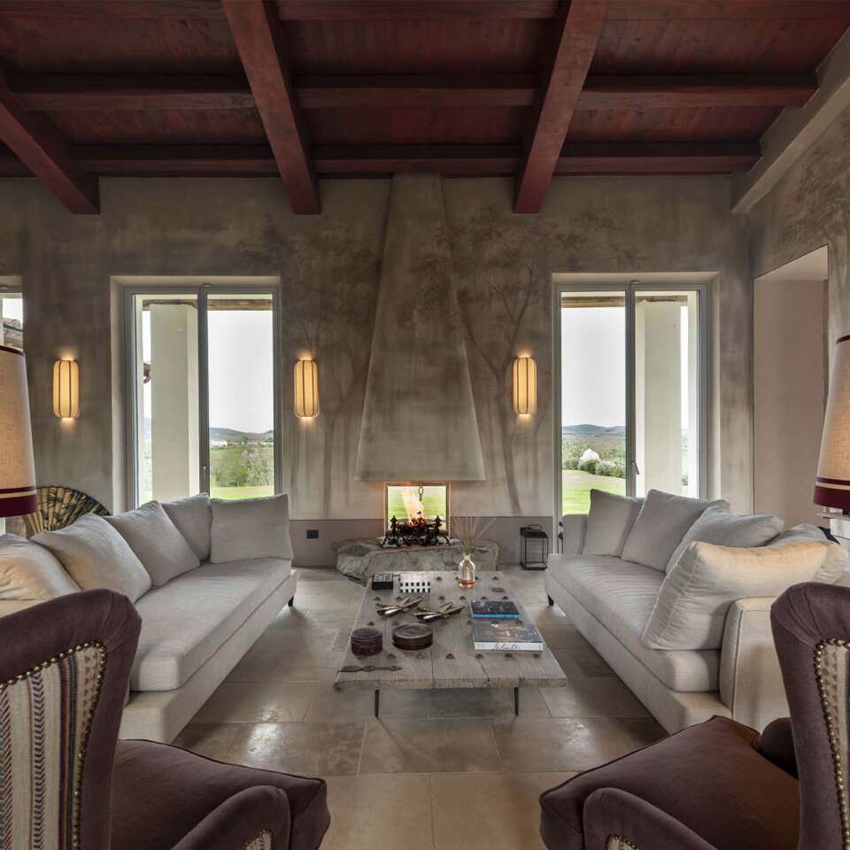 large and bright living room with comfortable sofa