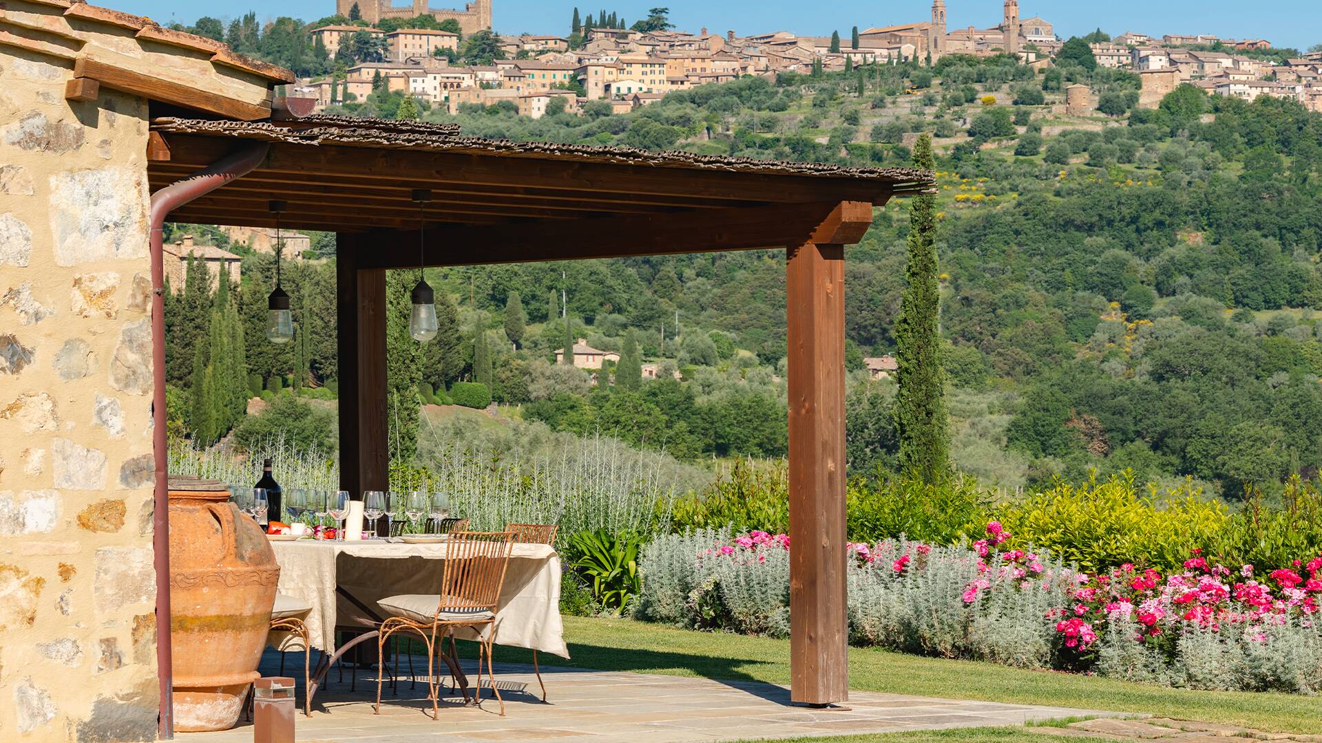 stunning view from the pergola over Montalcino