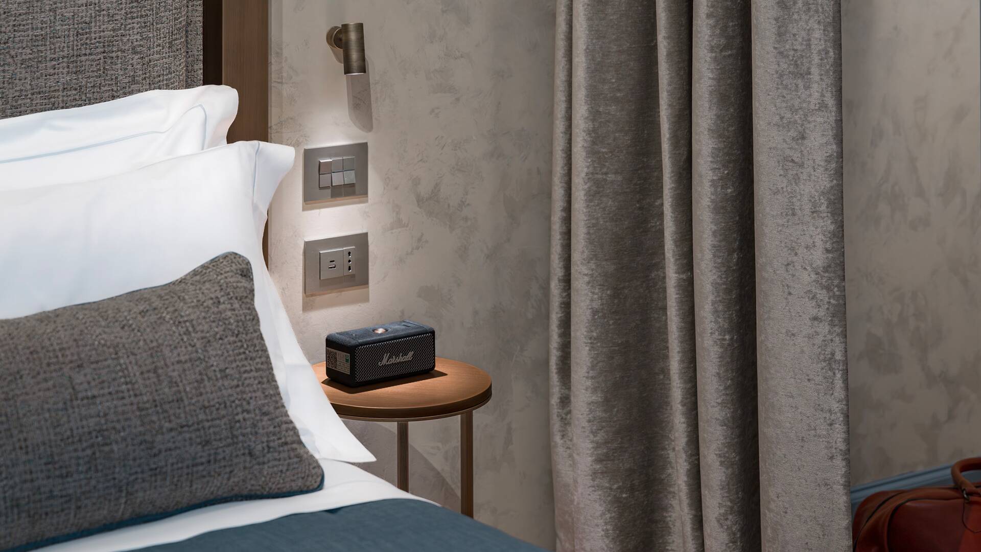 Bedroom detail with soft textures and calming tones