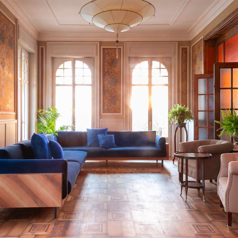 large living room with comfortable couch