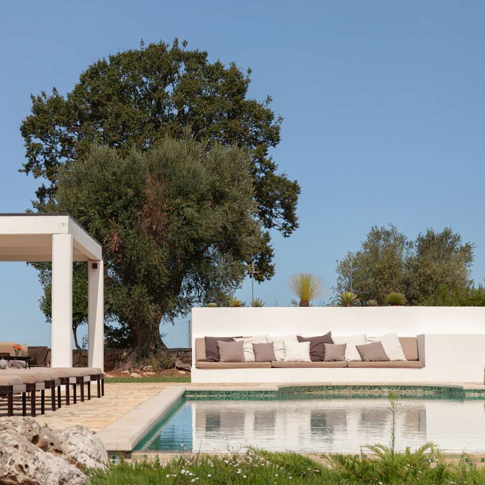 outdoor area with infinity swimming pool 