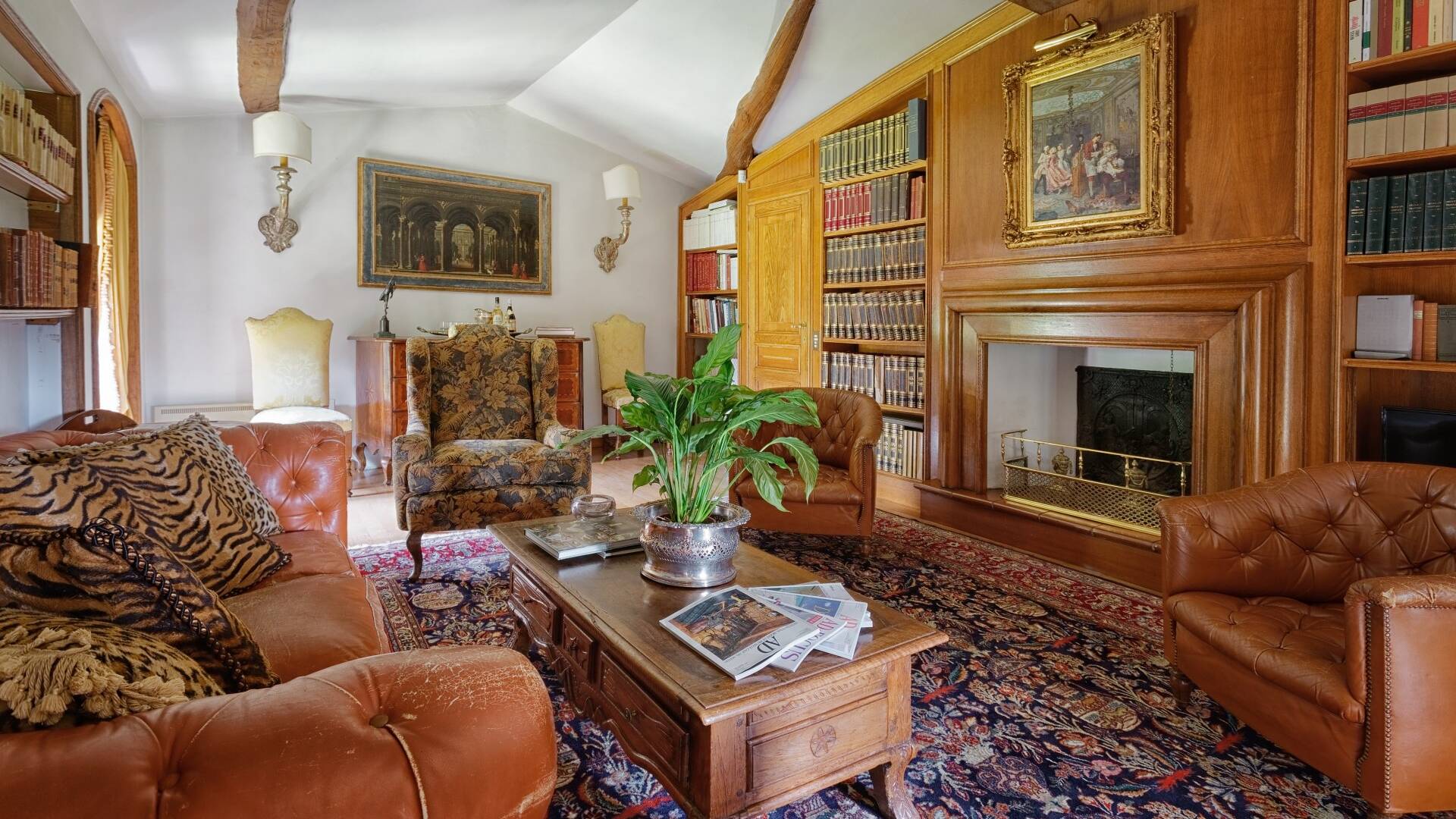 living room with fireplace