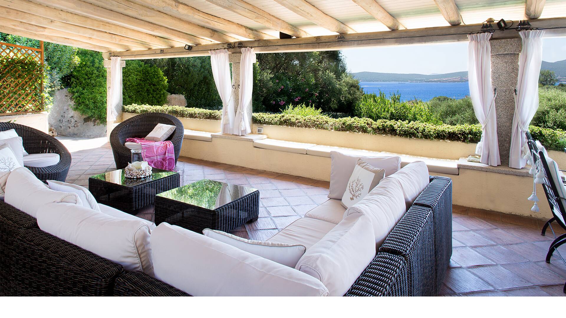 outdoor sitting area with sea view