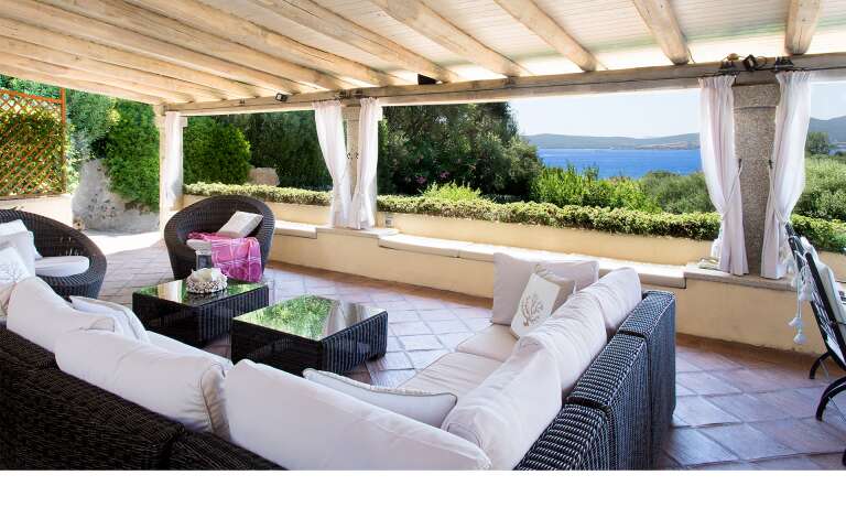outdoor sitting area with sea view
