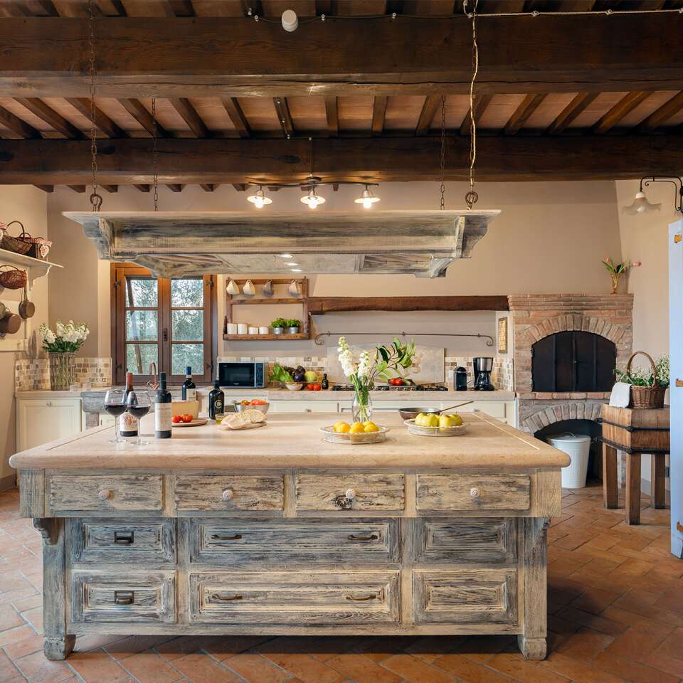 fully- equipped wooden kitchen