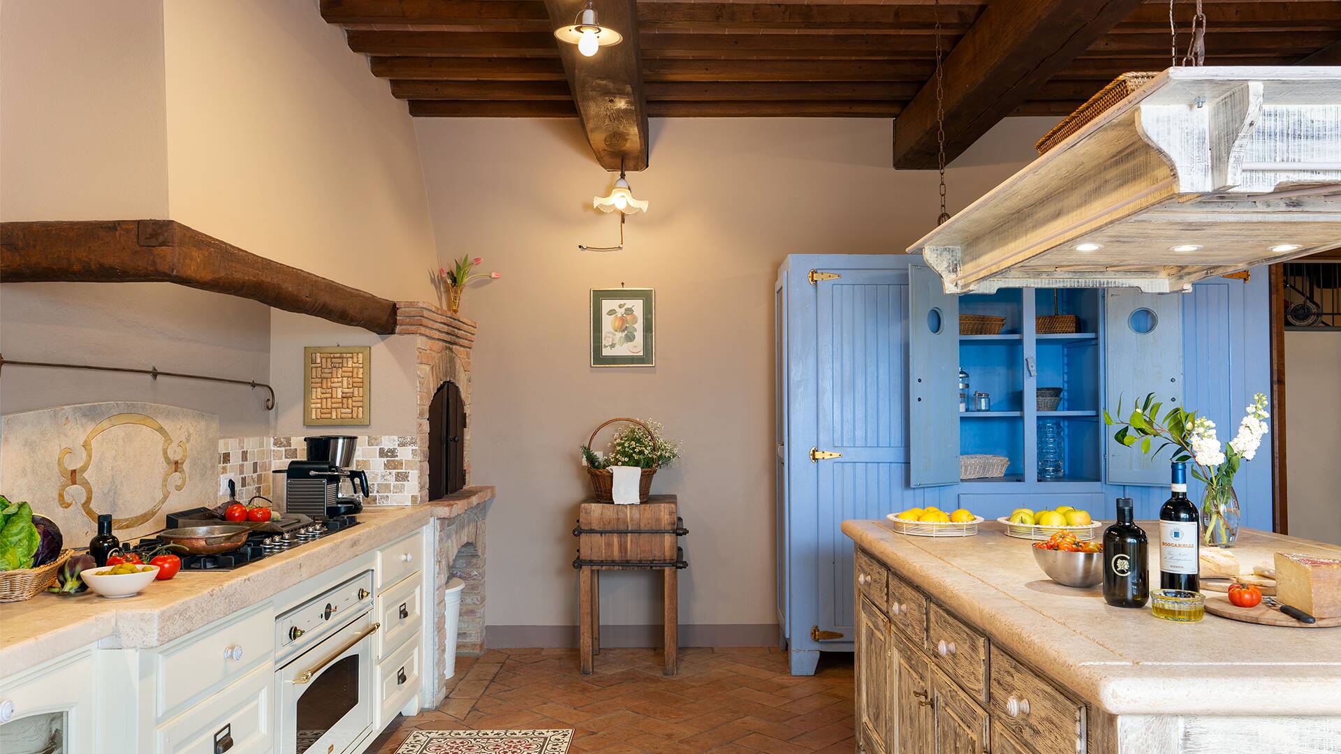 gourmet kitchen with cooking island