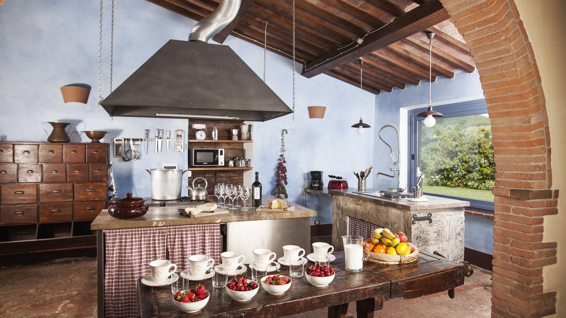 fully-equipped rustic kitchen