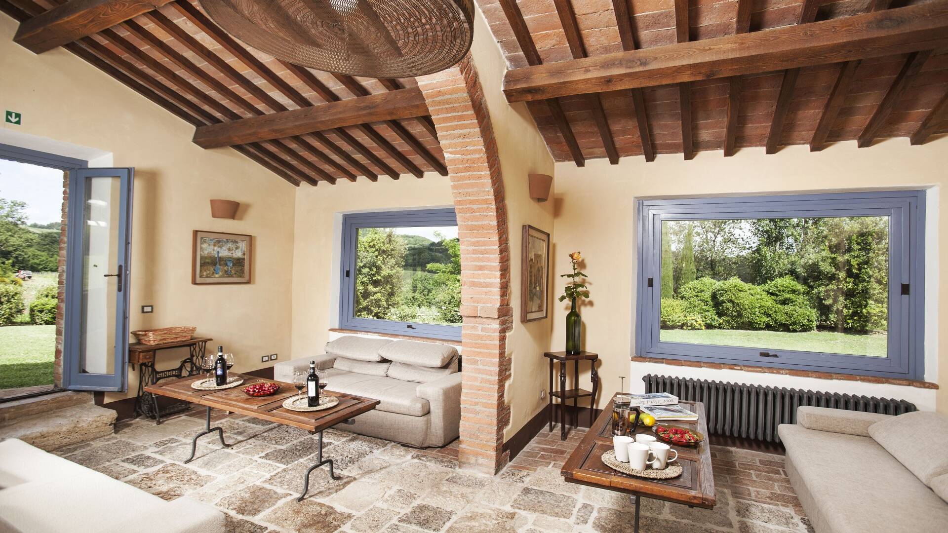 cosy living room with terracotta floor