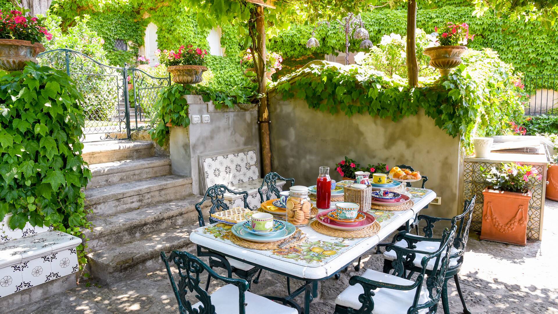 dining table in the garden