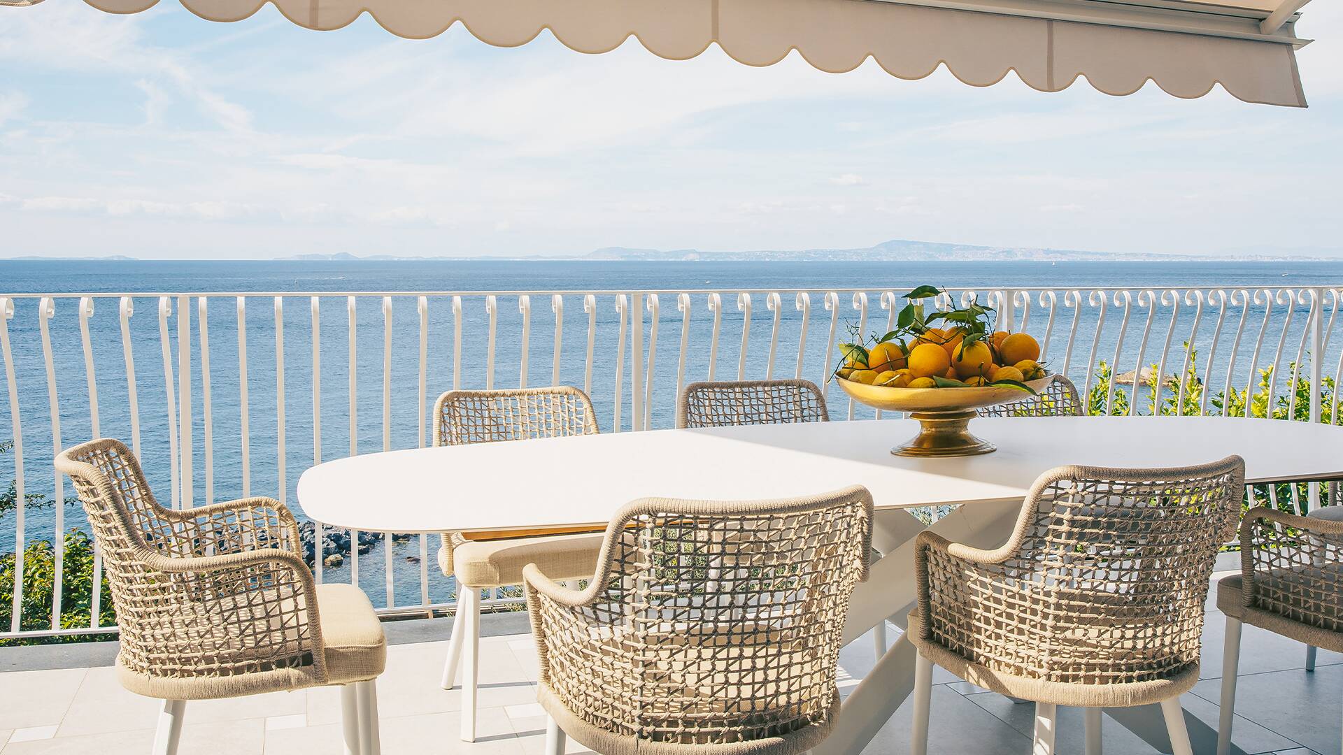 alfresco dining area with sweeping sea views