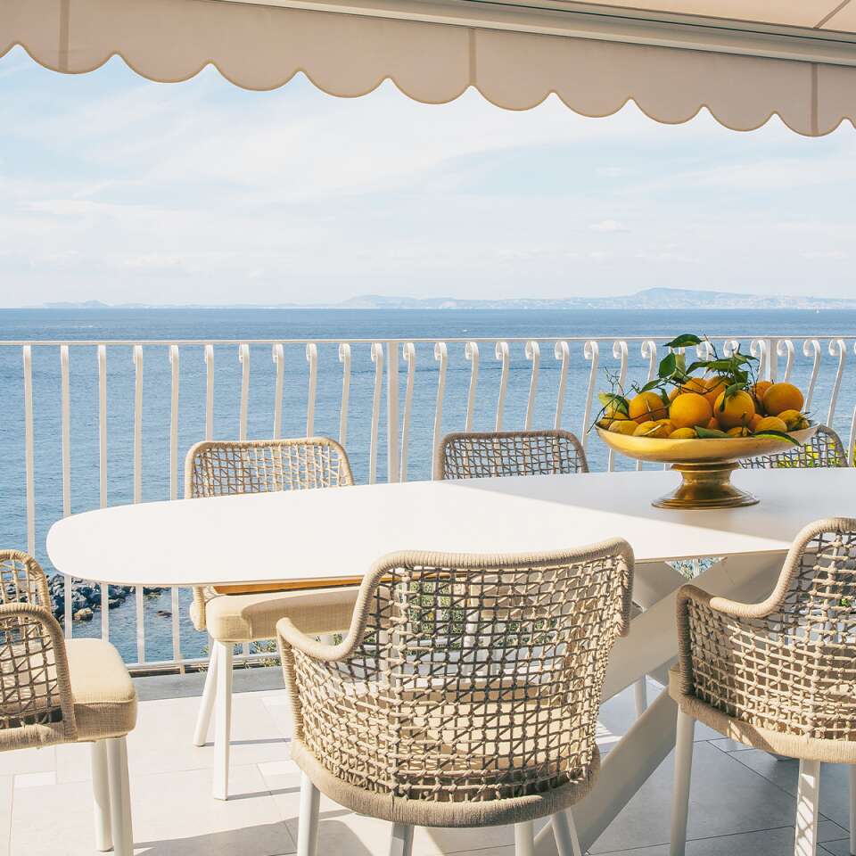 alfresco dining area with sweeping sea views