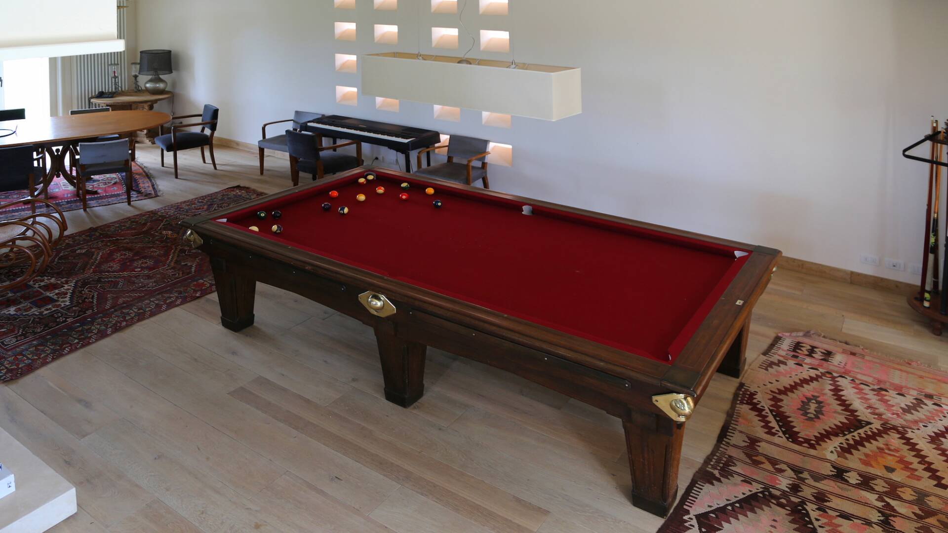 ground floor, living and dining area with billiard table
