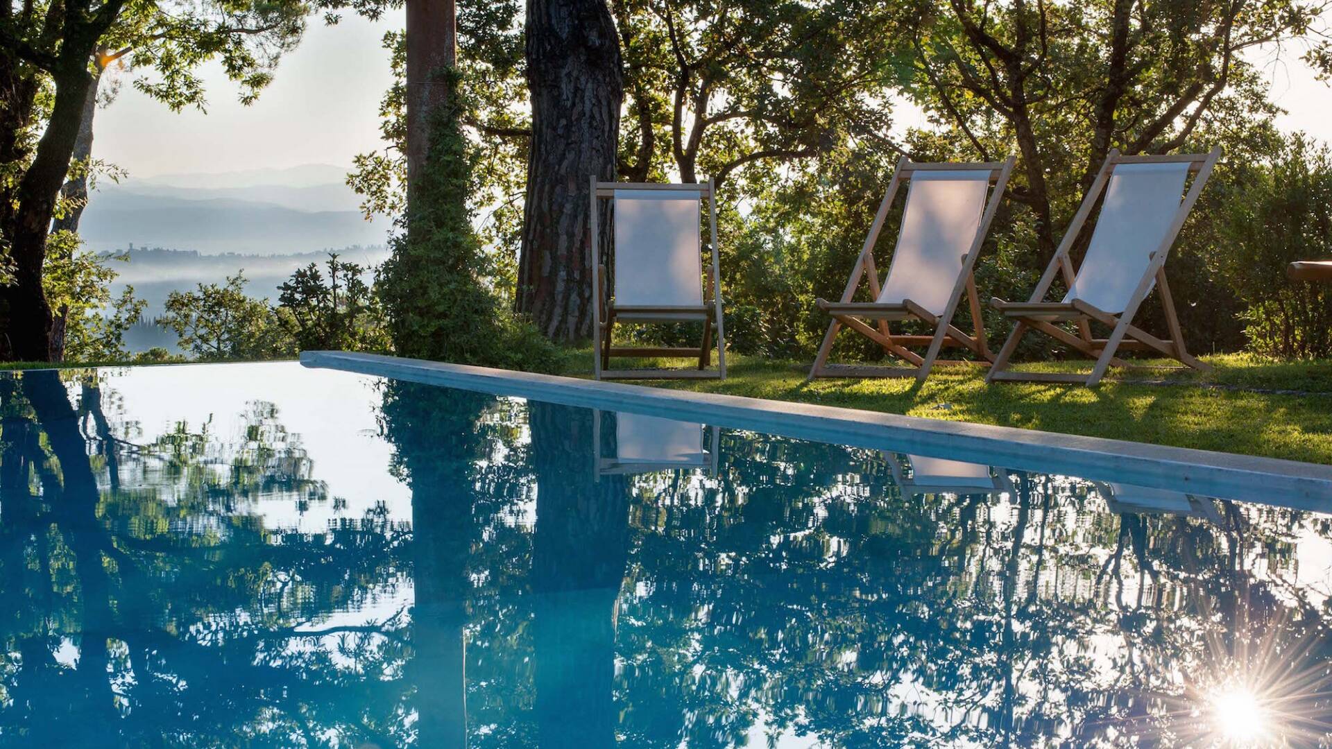 deckchairs by the pool