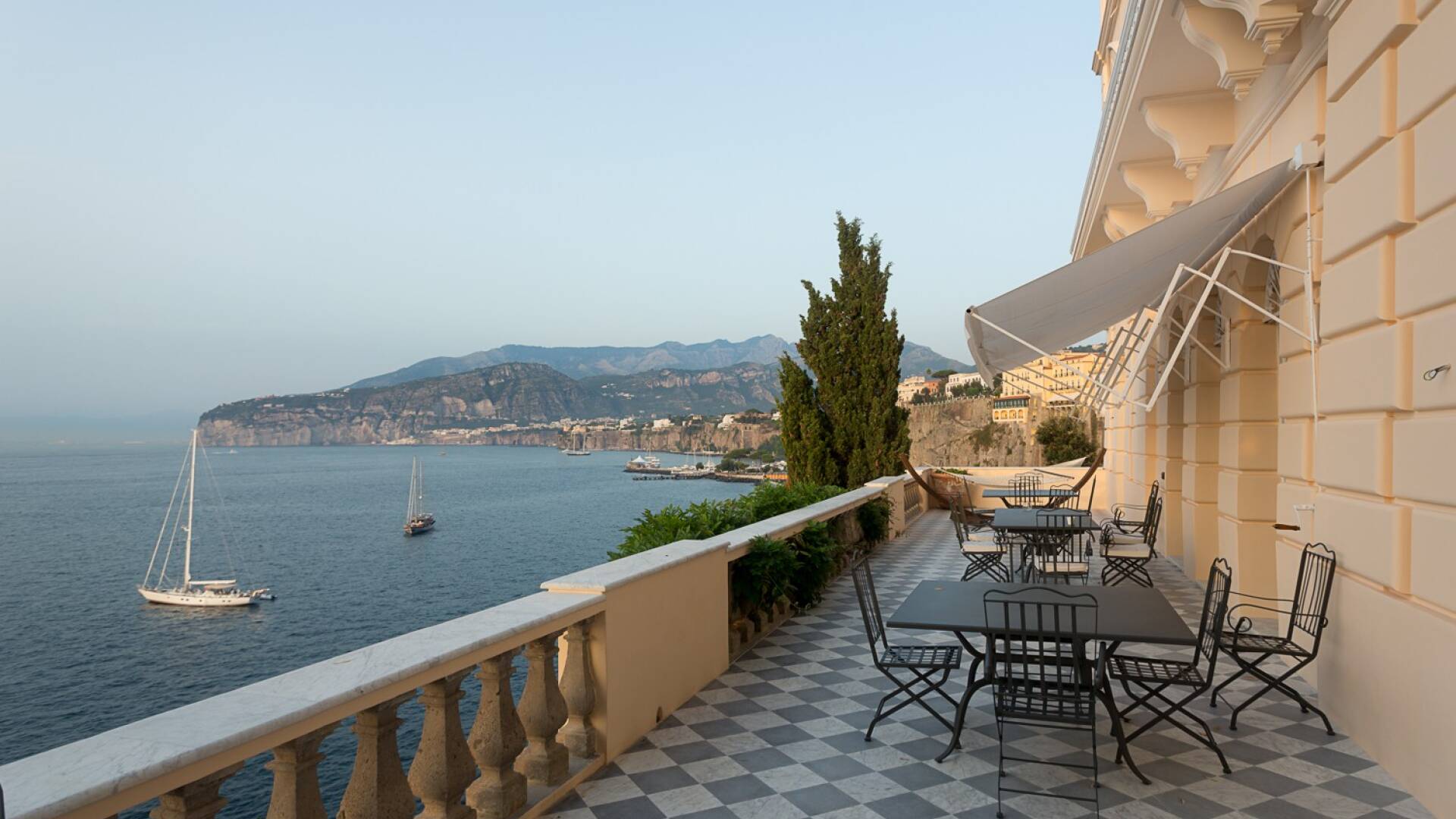 expansive terrace with 180 degrees sea views