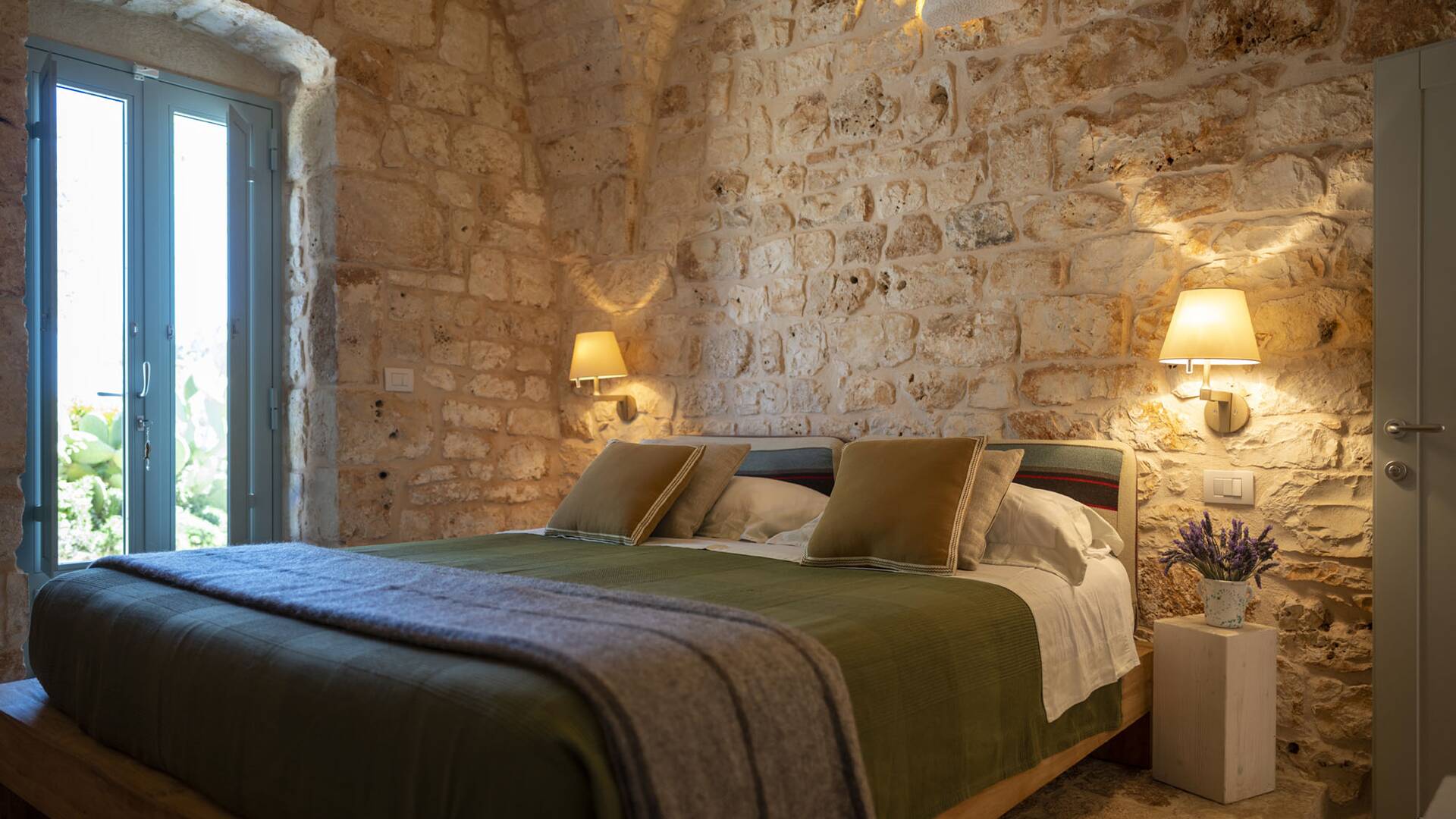 double bedroom and authentic stone walls