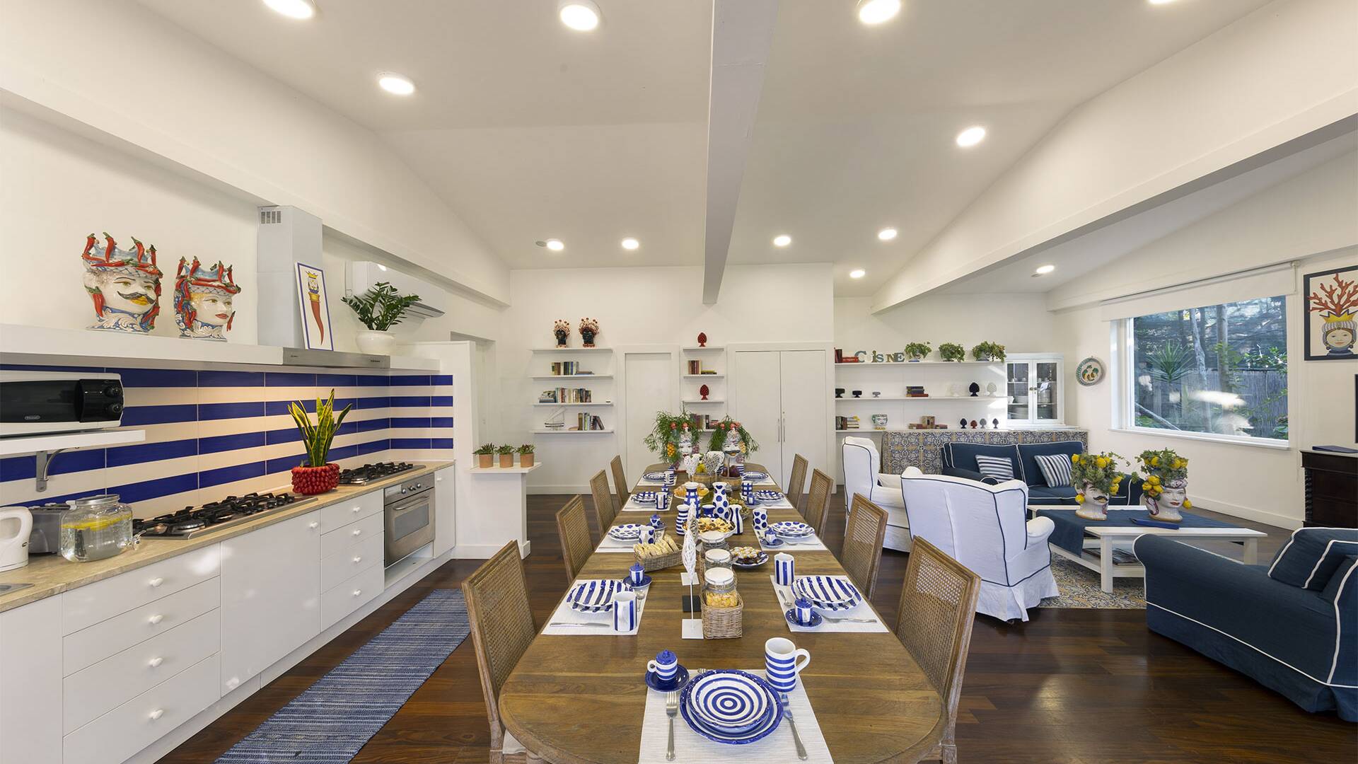 fully-equipped kitchen and dining area