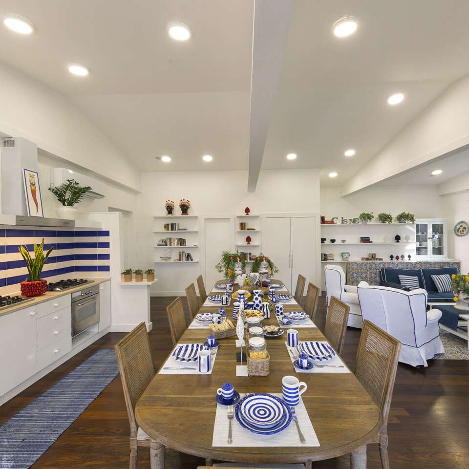 fully-equipped kitchen and dining area