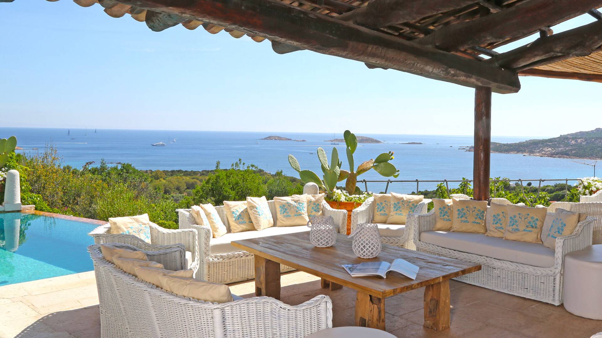 outdoor lounge area with sea view