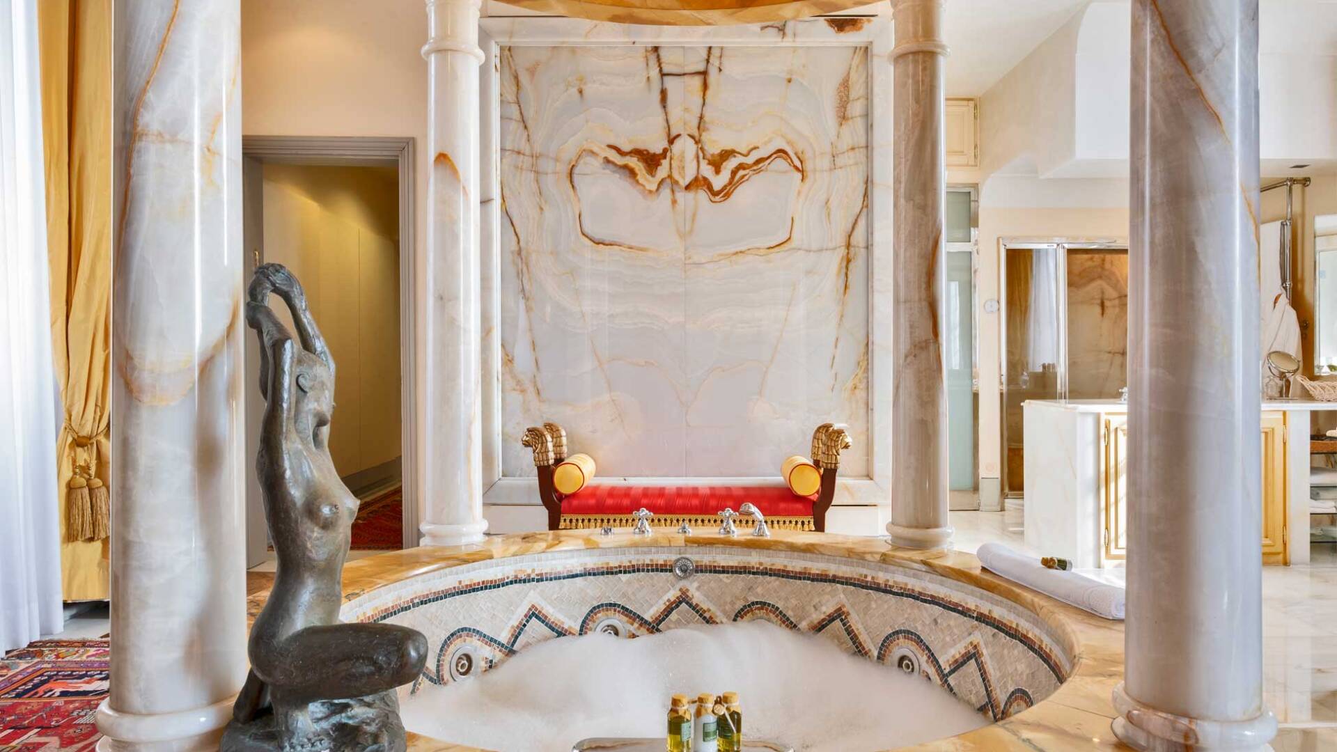 refined bath tub with golden details