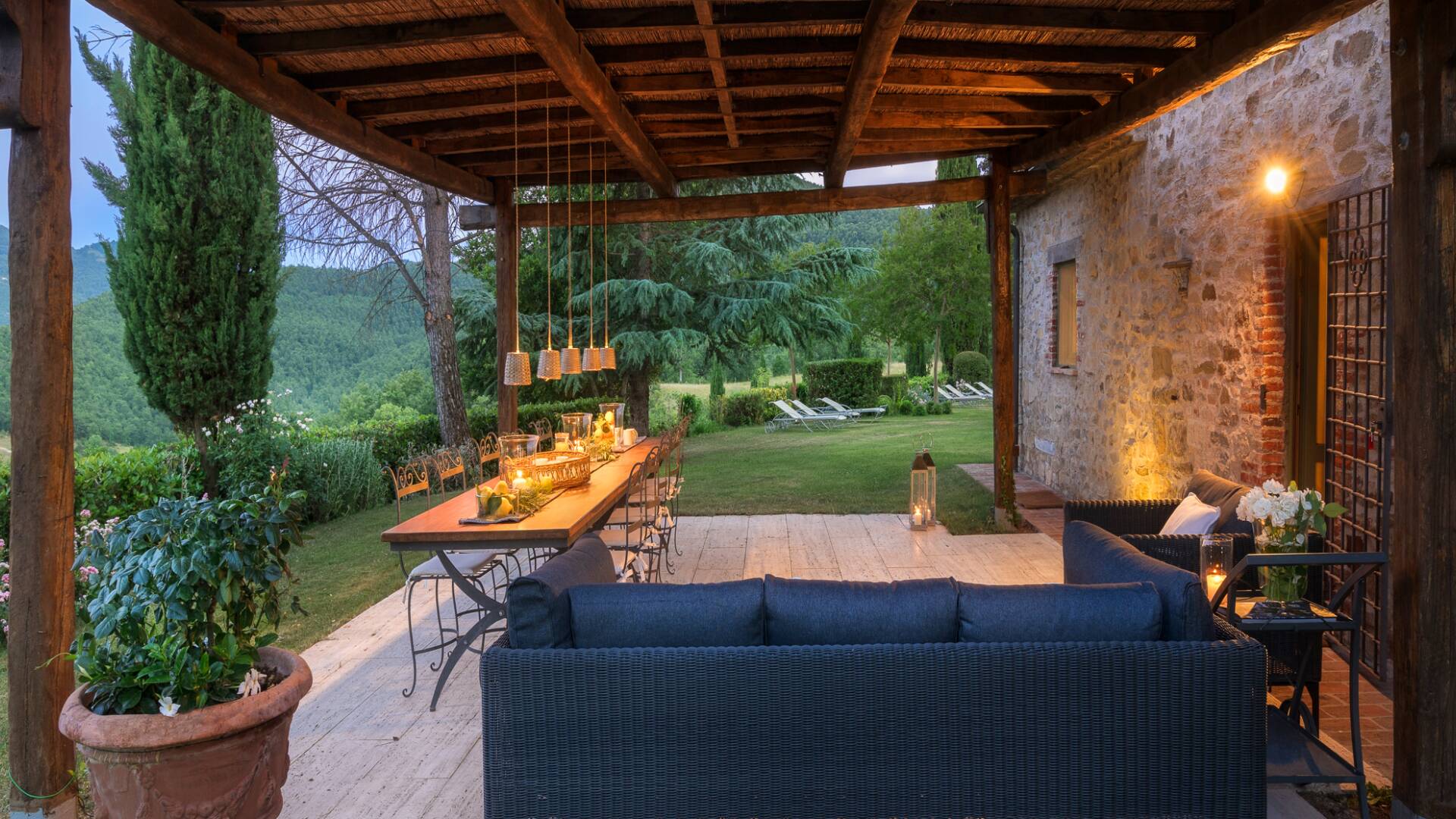 main villa, al fresco dining area