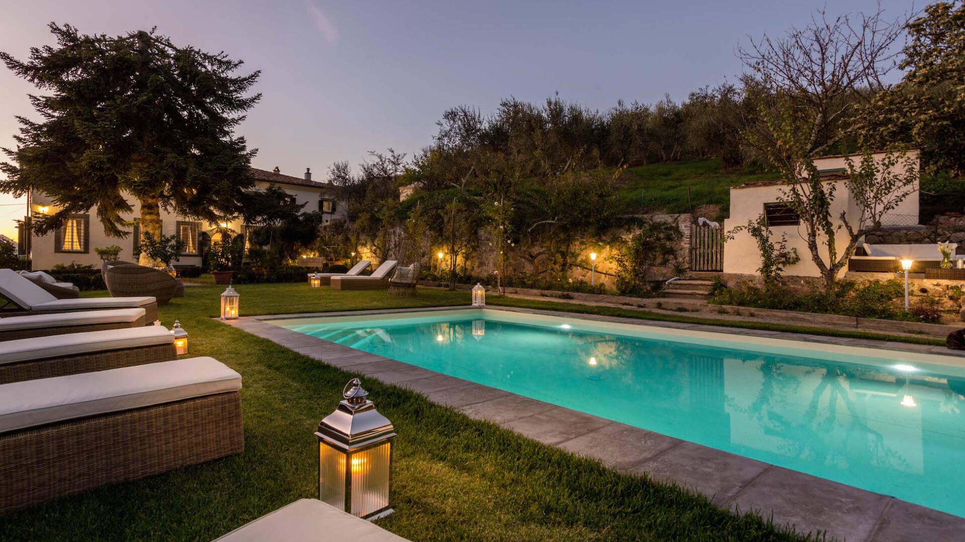 swimming pool night view