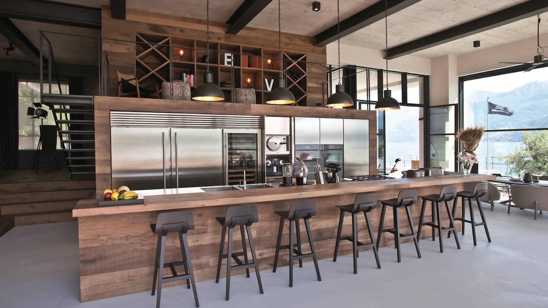 elegant countertop with stools