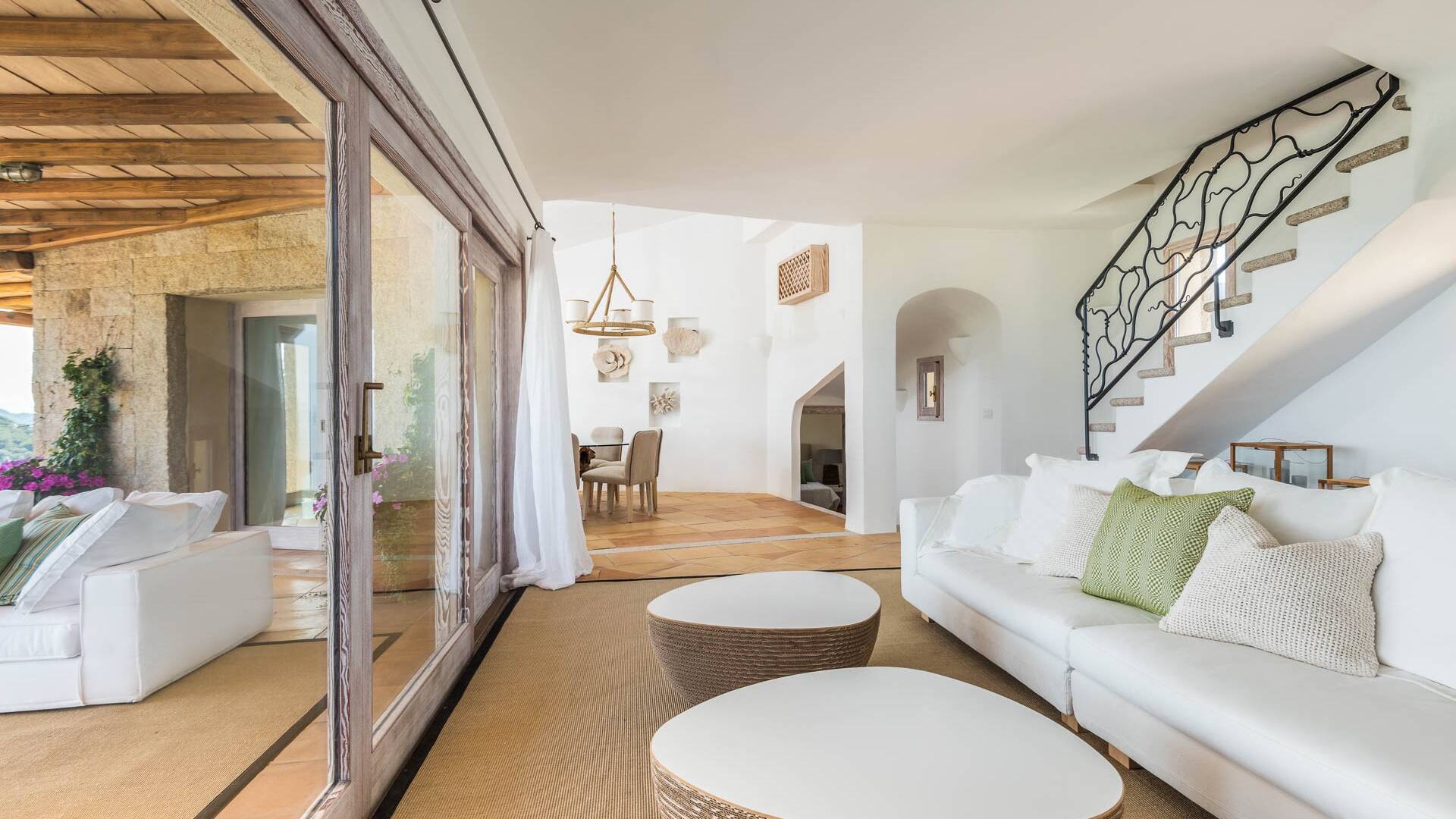 living room with access to the pergola