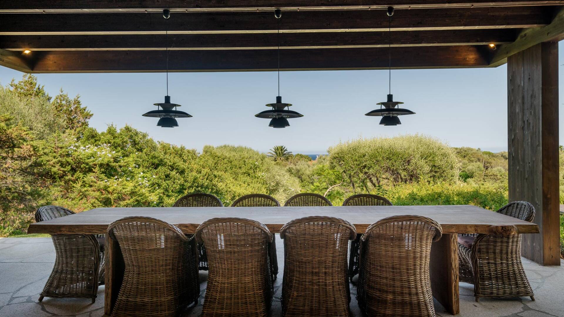 dining table with view over Porto Rotondo