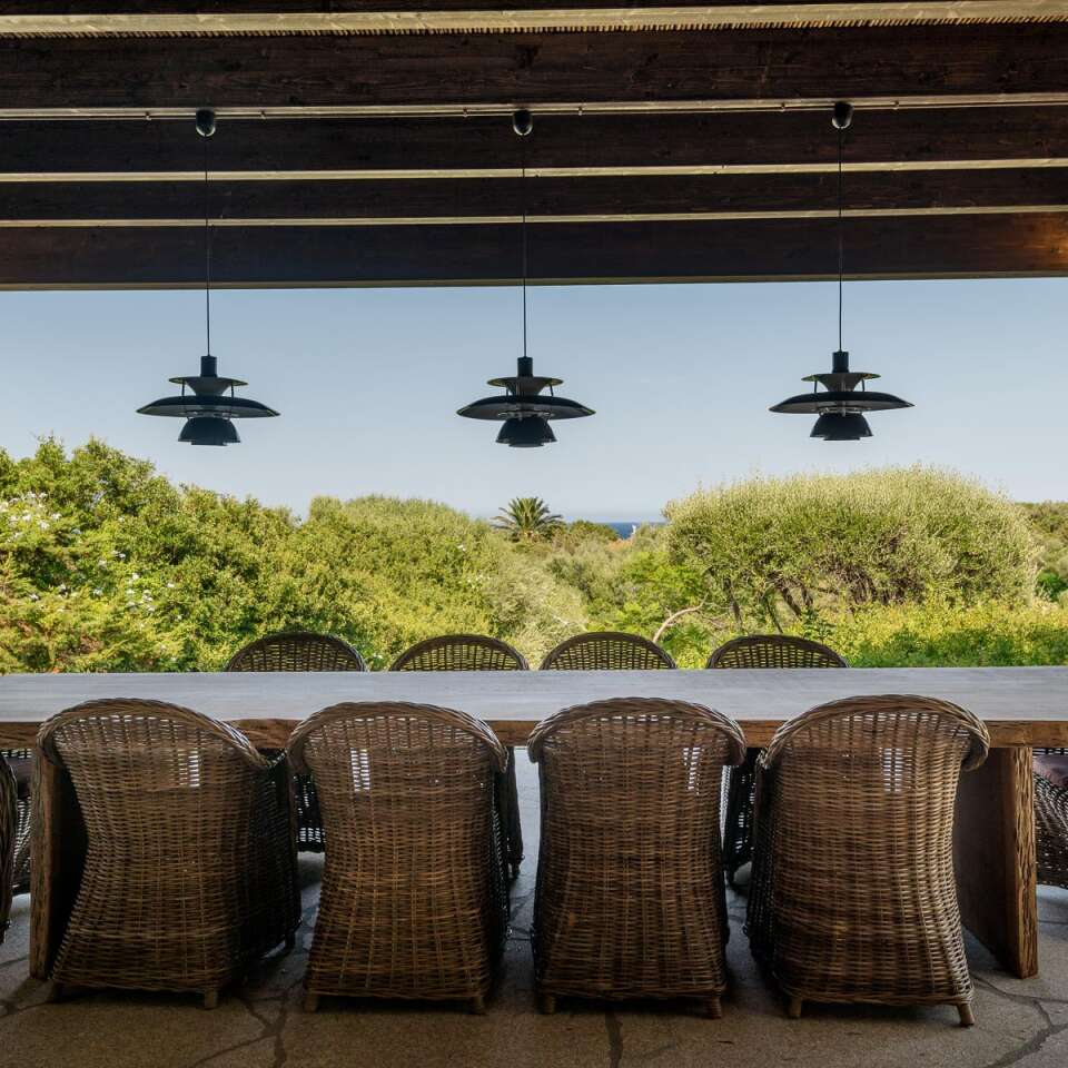 dining table with view over Porto Rotondo