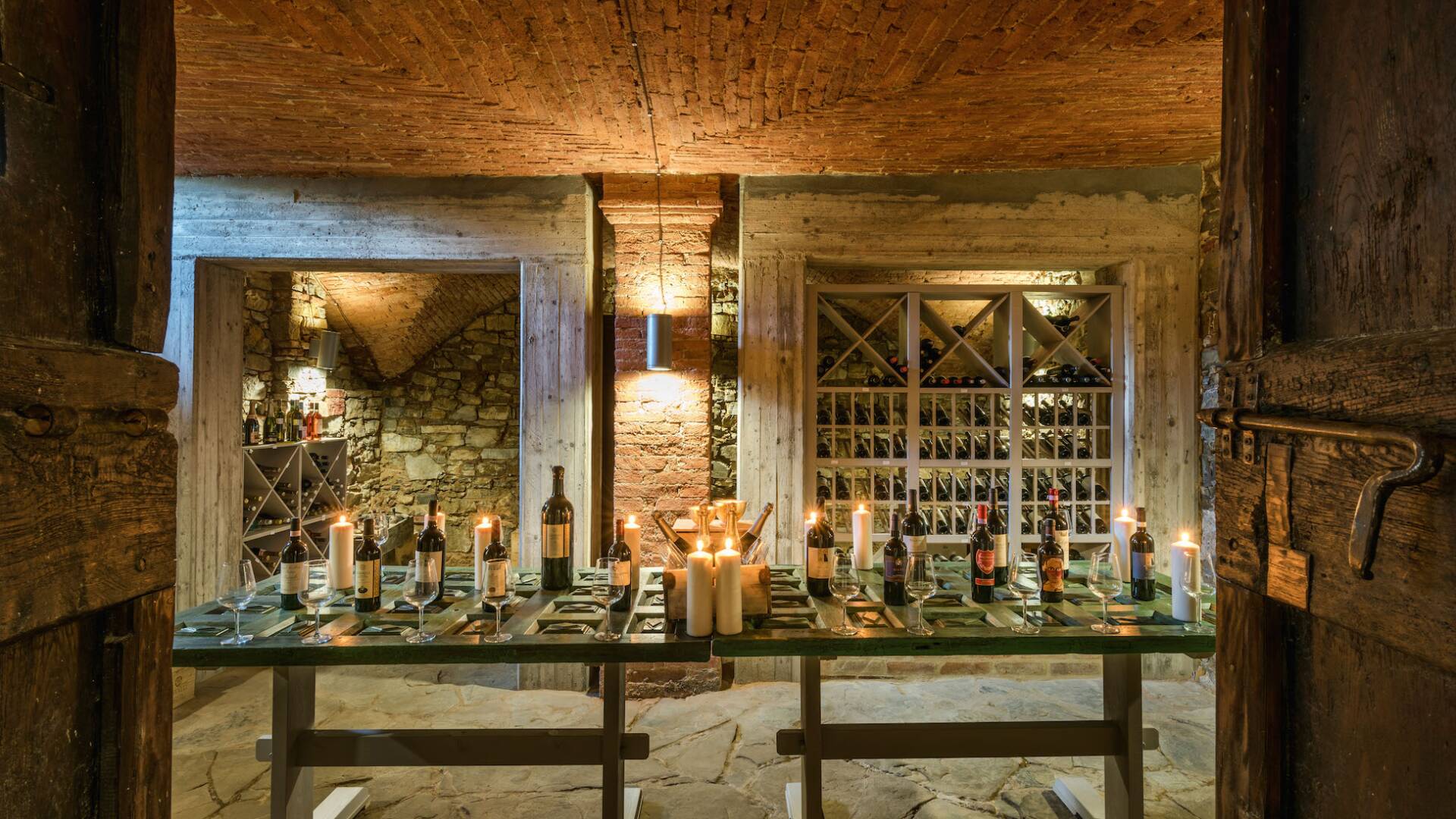 opulent dinner in the wine cellar