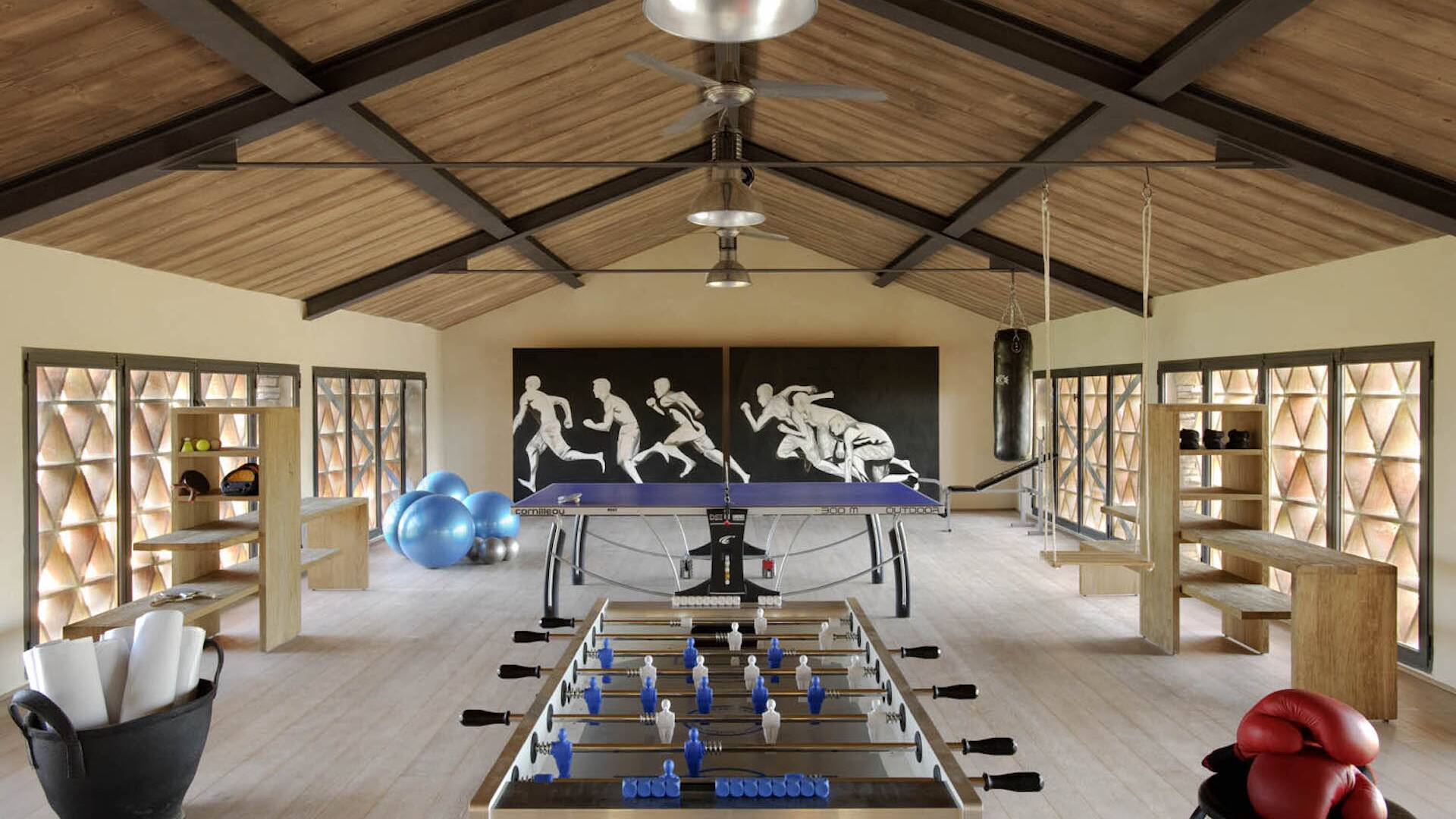 guest house, gym and play area