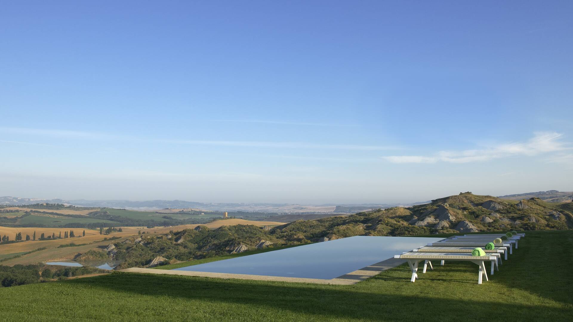 swimming pool immersed in the countryside